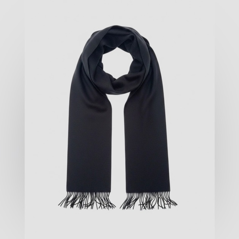 Linea Uomo Black Fringe Scarf – 56” x 12” – New Without Tag